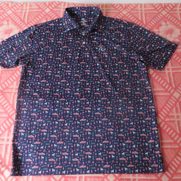 Rhoback Other - Rhoback Polo Shirt Mens XL Firefighter  All Over Print Stretch